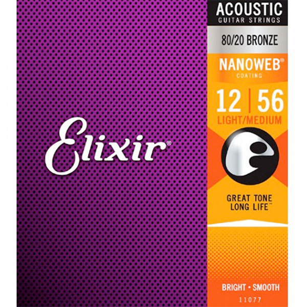 Elixir Acoustic NANOWEB Light Medium (012-056) 엘릭서 나노웹 통기타줄 [11077]