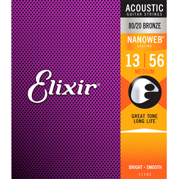 Elixir Acoustic NANOWEB Medium (013-056) 엘릭서 나노웹 통기타줄 [11102]