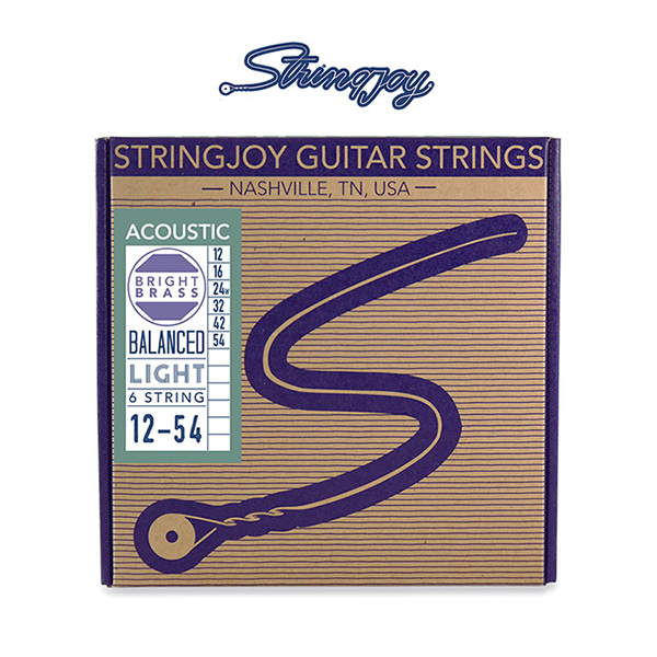 Stringjoy 어쿠스틱 기타 스트링 Acoustic Bright Brass™ 80/20  Light Gauge 012-054  (SJ-BB1254)